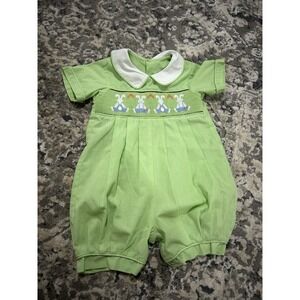 Remember Nguyen Green Smocked Easter Bunny Boys Outfit Size 18 Months